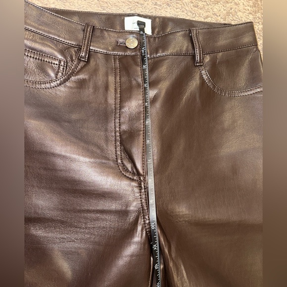 Aritzia Wilfred The Melina Cropped Faux Leather Pant color dark brown Size 4 - Picture 16 of 16